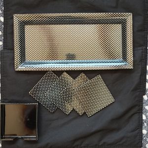 Silver Star and Black Tray and Coaster Set